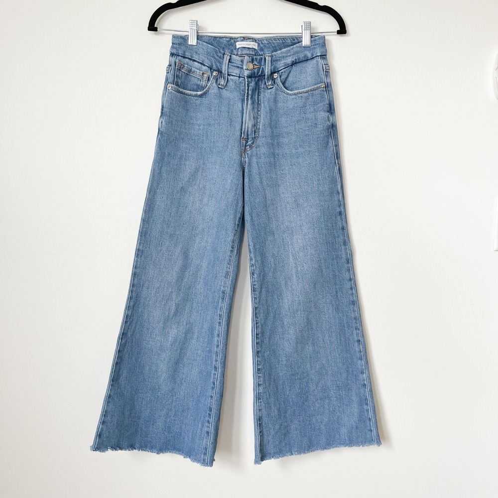 Good American Light Blue Wide Leg Cropped Jeans